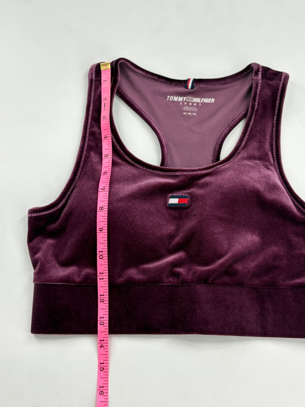 Tommy Hilfiger Velvet Racerback Sports Bra - Plum - Picture 9 of 9